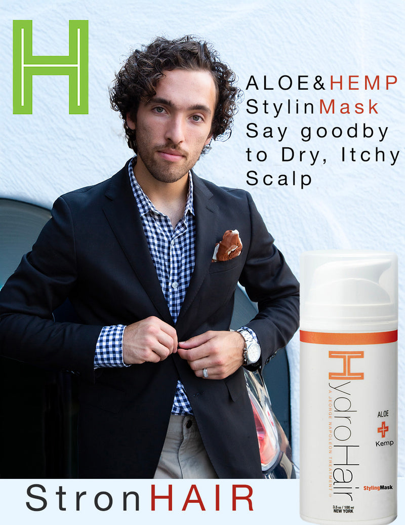 HydroHair Aloe + Hemp Styling Mask - Deep Conditioning Treatment for Men - Strengthens, Adds Shine & Protects Sensitive Scalps - Vegan & Sulfate-Free . Net 3.5 oz