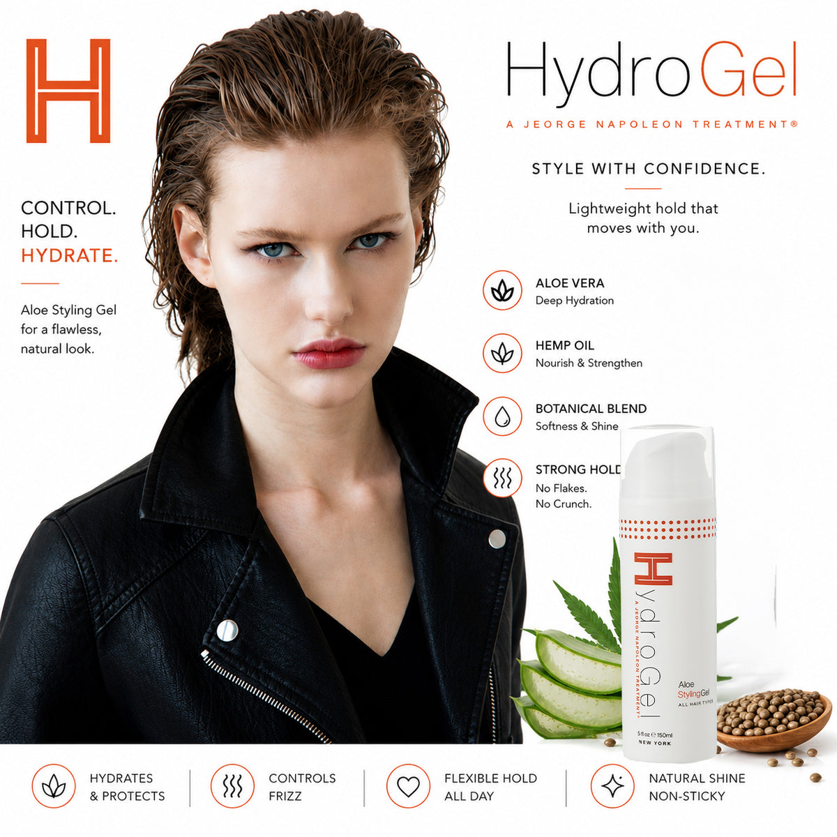 Organic Aloe Styling Gel – Strong Hold, No Flakes | HydroHair